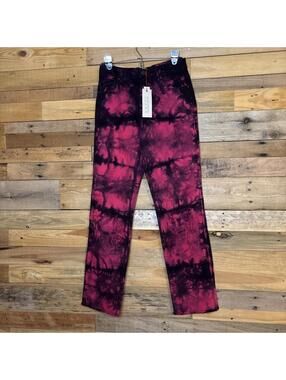 Alice + Olivia Jeans Women’s Size 26 Pink Black Tie Dye NWT Rips 100% Cotton